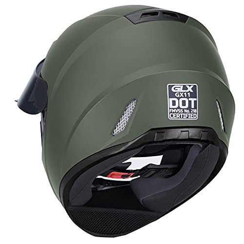 GLX GX11 Compact Motorcycle Helmet - Camo, Large - Full Face w/ Tinted Visor, DOT Approved