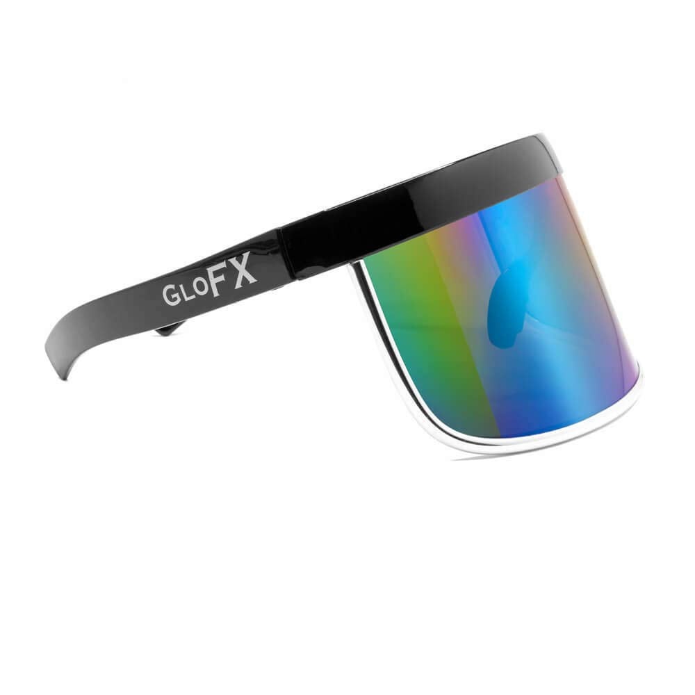 GloFX Rainbow Mirror Diffraction Visor Glasses – Cyberpunk Festival Essentials for Rave Outfits, Light Shows, Festivals & UV Protection, Must-Have Rave Accessories