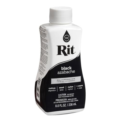Rit Dye 88150 All Purpose Liquid Dye, Black, 8 Fl Oz (Pack of 1)