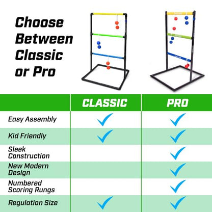 GoSports Pro Grade Ladder Toss Indoor - Outdoor Game Set with 6 Soft Rubber Bolo Balls, Travel Carrying Case and Score Trackers