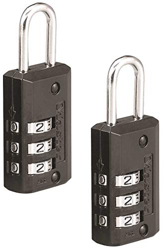 Master Lock Black Set Your Own Combination Luggage Lock, Custom Combo Suitcase Padlock for Travel Bags or Backpacks, 2 Pack, 646T