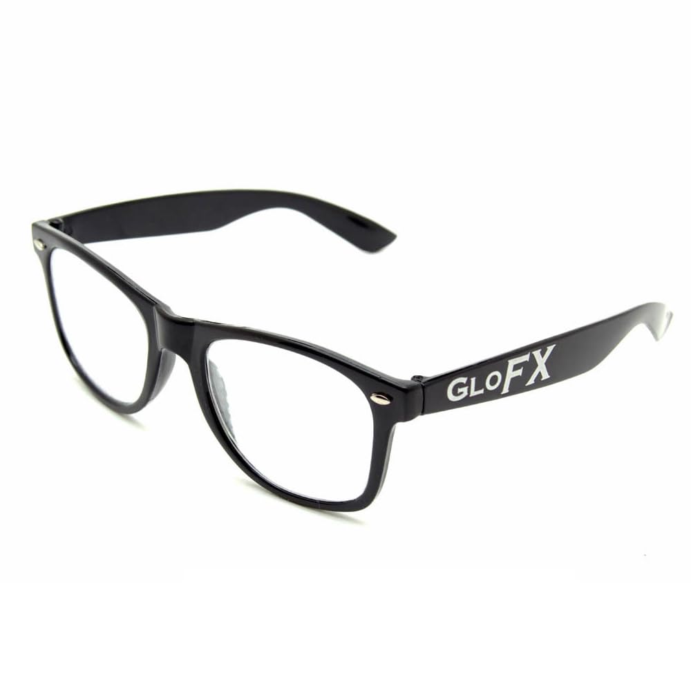 GloFX Black Frame Spiral Diffraction Glasses – Laser Etched for Hypnotic Spiral Light Effects, Flexible & Durable for Raves & Festivals