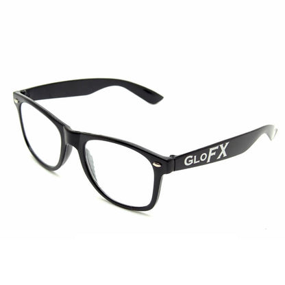 GloFX Black Frame Spiral Diffraction Glasses – Laser Etched for Hypnotic Spiral Light Effects, Flexible & Durable for Raves & Festivals