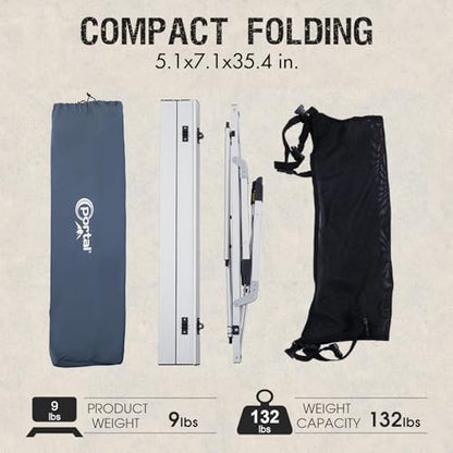 PORTAL Outdoor Folding Portable Picnic Camping Table with Adjustable Height Aluminum Roll Up Table Top Mesh Layer, Silver