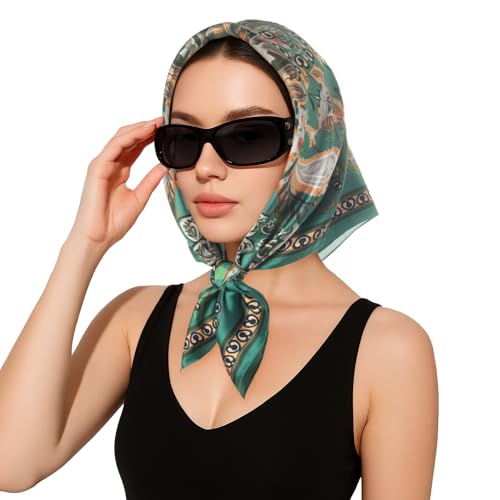 RIIQIICHY 27.5” Head Scarf for Women Hair Wrapping Like Silk Neck Scarves Square Banabana