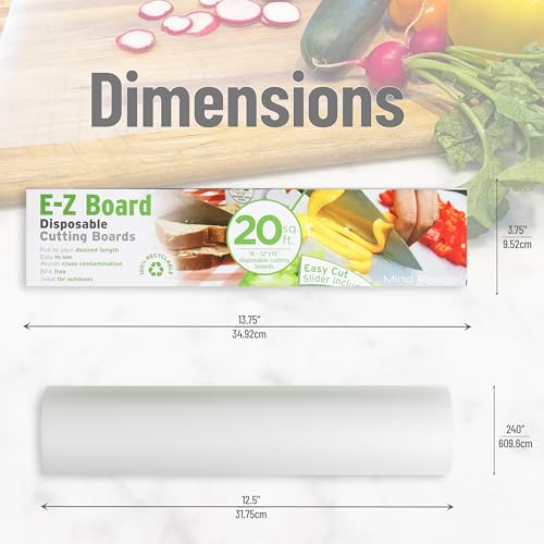 Mind Reader E-Z Board Disposable Plastic Cutting Board, 20 Square Feet, Easy Clean-Up and Convenient Use, Ideal for Camping, Hunting, Boating, and For People With Food Allergies, Clear