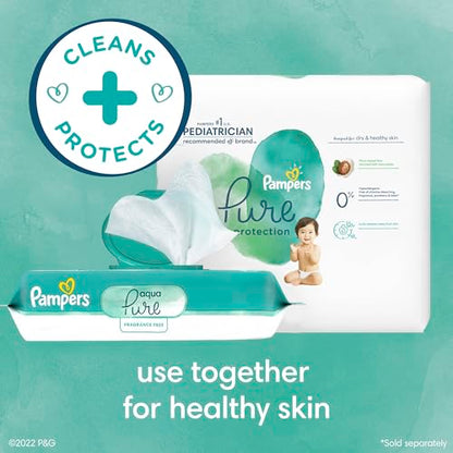 Pampers Baby Wipes Aqua Pure, 99% water-based wipes, Hypoallergenic and Unscented Baby Wipes, 672 Wipes Total (12 Flip-Top Packs)