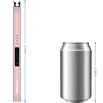 RAYONNER Lighter Electric Candle Lighters Rechargeable USB Lighter Arc Lighters for Candle Camping (1Pack, Rose Gold)