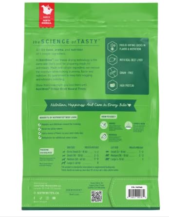 Nutri Bites Freeze Dried Beef Liver Dog Food 2-Pack: 28 oz Total Weight - Single Ingredient: Beef Liver - Protein & Grain-Free Supplement - Use as Kibble Topper or Dog Treats for Dogs - Made in Canada