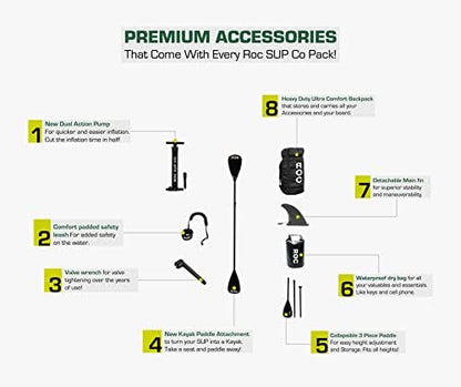 Roc Inflatable Stand Up Paddle Boards with Premium SUP Paddle Board Accessories, Wide Stable Design, Non-Slip Comfort Deck for Youth & Adults (Navy)