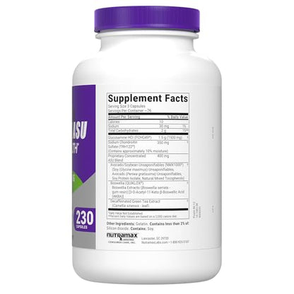 Nutramax Laboratories Cosamin® ASU Joint Health Supplement with Glucosamine, Chondroitin & ASU for Men’s & Women's Joint Health, 230 Capsules