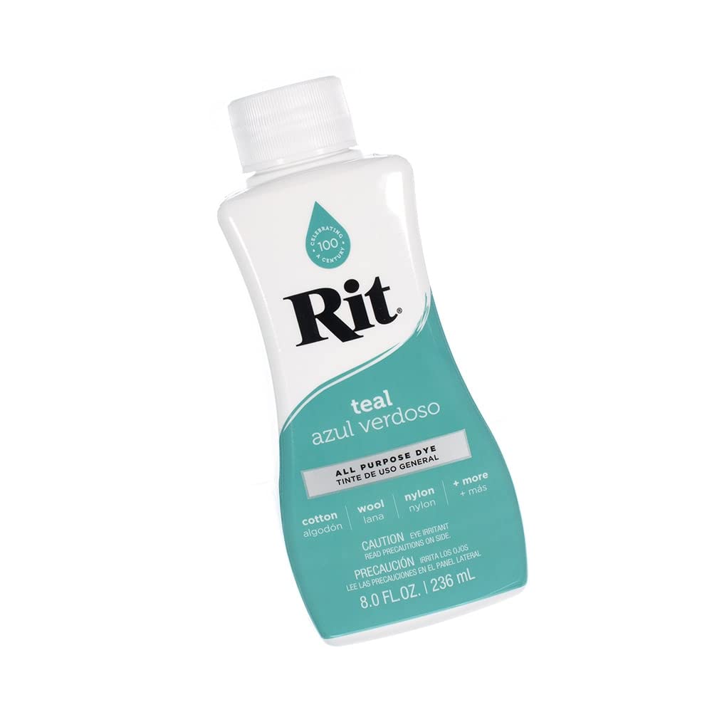 Rit Dye – 8 Oz. Liquid Fabric Dye for Clothing, Décor, and Crafts – Teal (1 Pack)