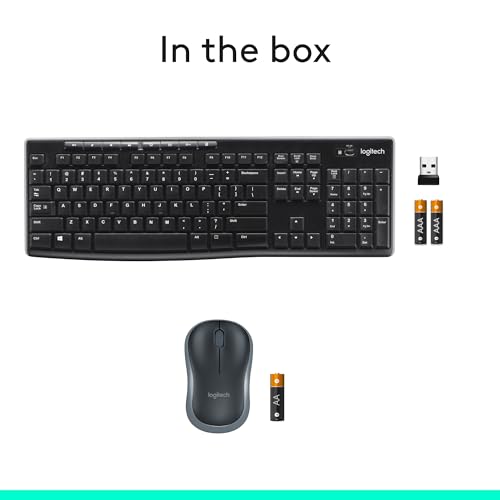 Logitech MK270 Wireless Keyboard and Mouse Combo for Windows, 2.4 GHz, 8 Multimedia Keys, PC, Laptop, Wireless Keyboard Compact Mouse Combo - Black