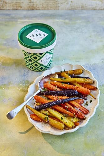 Maldon Salt, Sea Salt Flakes, 20 oz (570 g), Resealable Tub, Kosher, Natural, Handcrafted, Gourmet, Pyramid Crystals