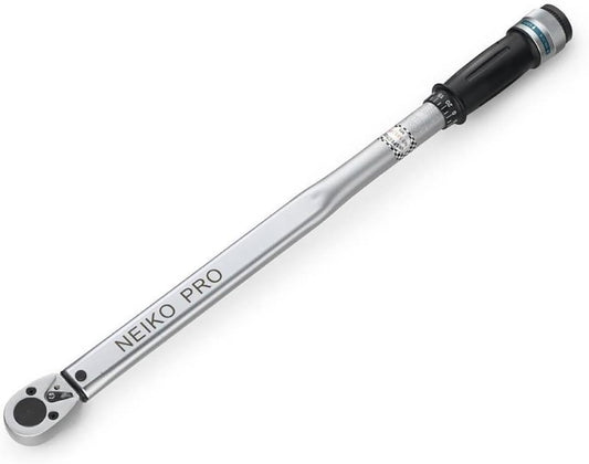 Neiko PRO 03709B 1/2-Inch-Drive Torque Wrench, 25-Inch Adjustable Click Torque Wrench, Made with Chrome Vanadium CrV Steel, SAE