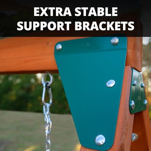 Gorilla Playsets 01-1069-Y Outing Wood Swing Set with Wood Roof and Monkey Bars - Yellow Slide, Amber