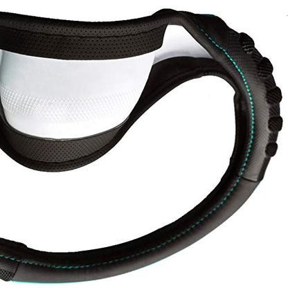 Flying Banner car Steering Wheel Cover Faux Leather Massage Universal fit 3D Honeycomb Hole Anti-Slip Sporty 15 Inches (Mint Green Black)