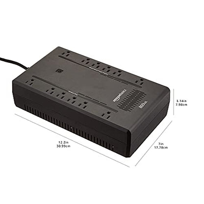 Amazon Basics UPS Battery Backup & Surge Protector 800VA/450W, 12 Outlets, Standby Uninterruptible Power Supply, for Power Outage Protection, Compact, Black