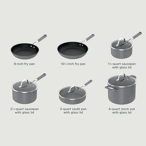 Ninja Pots and Pans Set Non Stick | Comfort Grip 10-Piece Cookware Set with NeverStick | Frying Pan, Sauce Pan With Lid, Stock Pot with Lid, Nonstick, Dishwasher Safe, Oven Safe to 400°F, CW69010