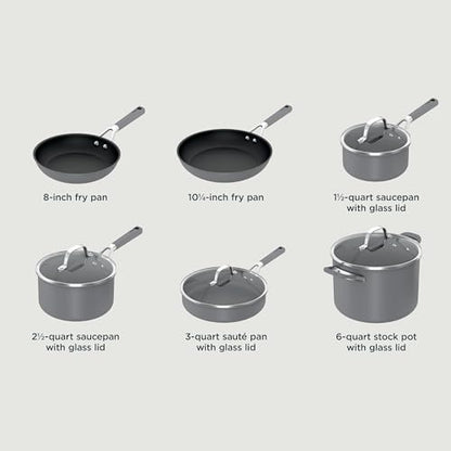 Ninja Pots and Pans Set Non Stick | Comfort Grip 10-Piece Cookware Set with NeverStick | Frying Pan, Sauce Pan With Lid, Stock Pot with Lid, Nonstick, Dishwasher Safe, Oven Safe to 400°F, CW69010