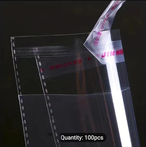 100 Pieces (9x12 Inch) Clear Plastic Bags for Packaging, Clothing & T-Shirts Strong Packing Self Adhesive Cellophane Bag