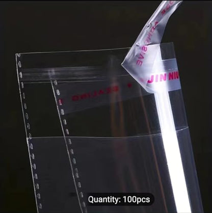 100 Pieces (9x12 Inch) Clear Plastic Bags for Packaging, Clothing & T-Shirts Strong Packing Self Adhesive Cellophane Bag