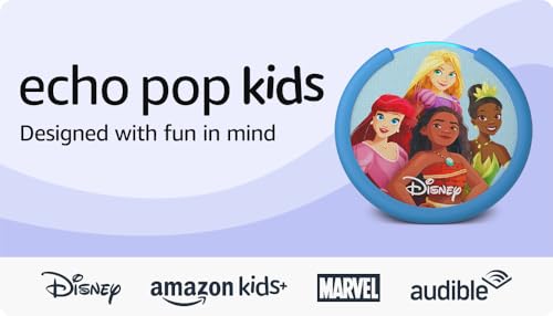 Amazon Echo Pop Kids (newest model), Designed for kids, with parental controls, Includes 6 months of Amazon Kids+, Disney Princess