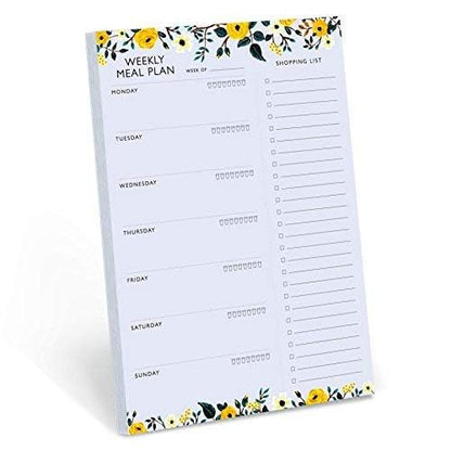 Minimalmart Weekly Magnetic Meal Planner Notepad - Food Planning Organizer and Grocery List Pad, Premium 52 Pages, with Tear Away Perforated Shopping List