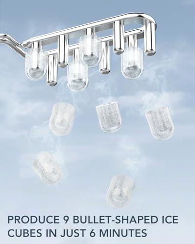 Ice Maker Countertop, Efficient Easy Carry Ice Machine, Self-Cleaning Ice Maker with Ice Scoop & Basket, 9pcs/ 8mins 26.6Lbs Per Day for Home/Office/Kitchen,Black