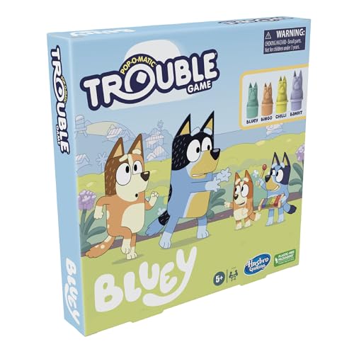 Hasbro Gaming Trouble: Bluey Edition Board Game for Kids, 2-4 Players, Race Bluey, Bingo, Bandit, or Chilli to The Finish, Ages 5 and Up (Amazon Exclusive)