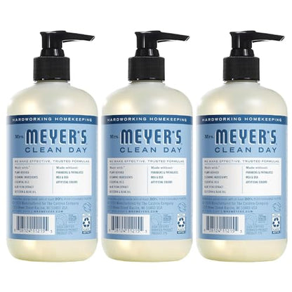 MRS. MEYER'S CLEAN DAY Hand Soap, Made with Essential Oils, Biodegradable Formula, Rain Water, 12.5 fl. oz - Pack of 3