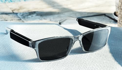 Amazon Echo Frames, an Alexa device (newest model), Smart glasses with Alexa, Modern Rectangle frames in Charcoal Gray with polarized sunglass lenses