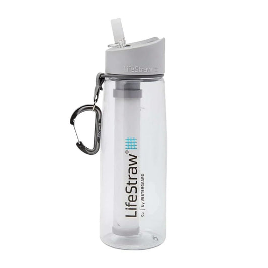 LifeStraw Go Water Filter Bottle with 2-Stage Integrated Filter Straw for Hiking, Backpacking, and Travel, Clear