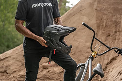 Mongoose Title Full Face Helmet, Medium, Durable ABS Shell, Chin Guard, Full Coverage Padding, Vents for Airflow, Pivoting Visor, Goggle Strap Channel, BMX and Mountain Bike Helmet for Adult or Teen