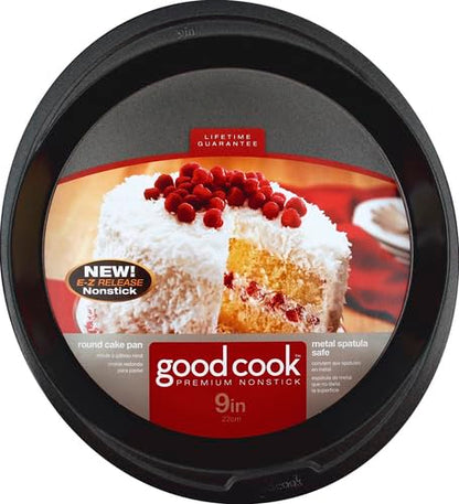 GoodCook Everyday Nonstick Steel Round Cake Pan, 9", Gray