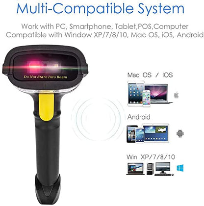 NETUM 2D Barcode Scanner, Compatible with 2.4G Wireless & Bluetooth & USB Wired Connection, Connect Smart Phone, Tablet, PC, 1D Bar Code Reader Work for QR PDF417 Data Matrix (NT-1228BL)
