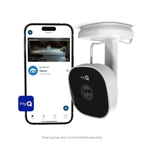 myQ Smart Garage Security Camera – 1080p HD Video, Night Vision, Motion Detection, Magnetic, Wi-Fi, Two-Way Audio, Smartphone Control