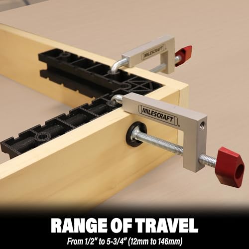 Milescraft 4009 Fence Clamps - 2 pack Universal Clamps with 3/8" Rod for Table Saws, Mitre Saws, Router Tables and Clamping Squares