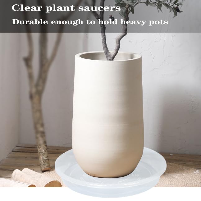 OVZILKI Plant Saucer 6 Pack of 12 inch, Clear Plastic Flower Plant Pot Saucer, Heavy Duty Plant Drip Trays Saucers for Indoor, Plant Water Tray for Planters
