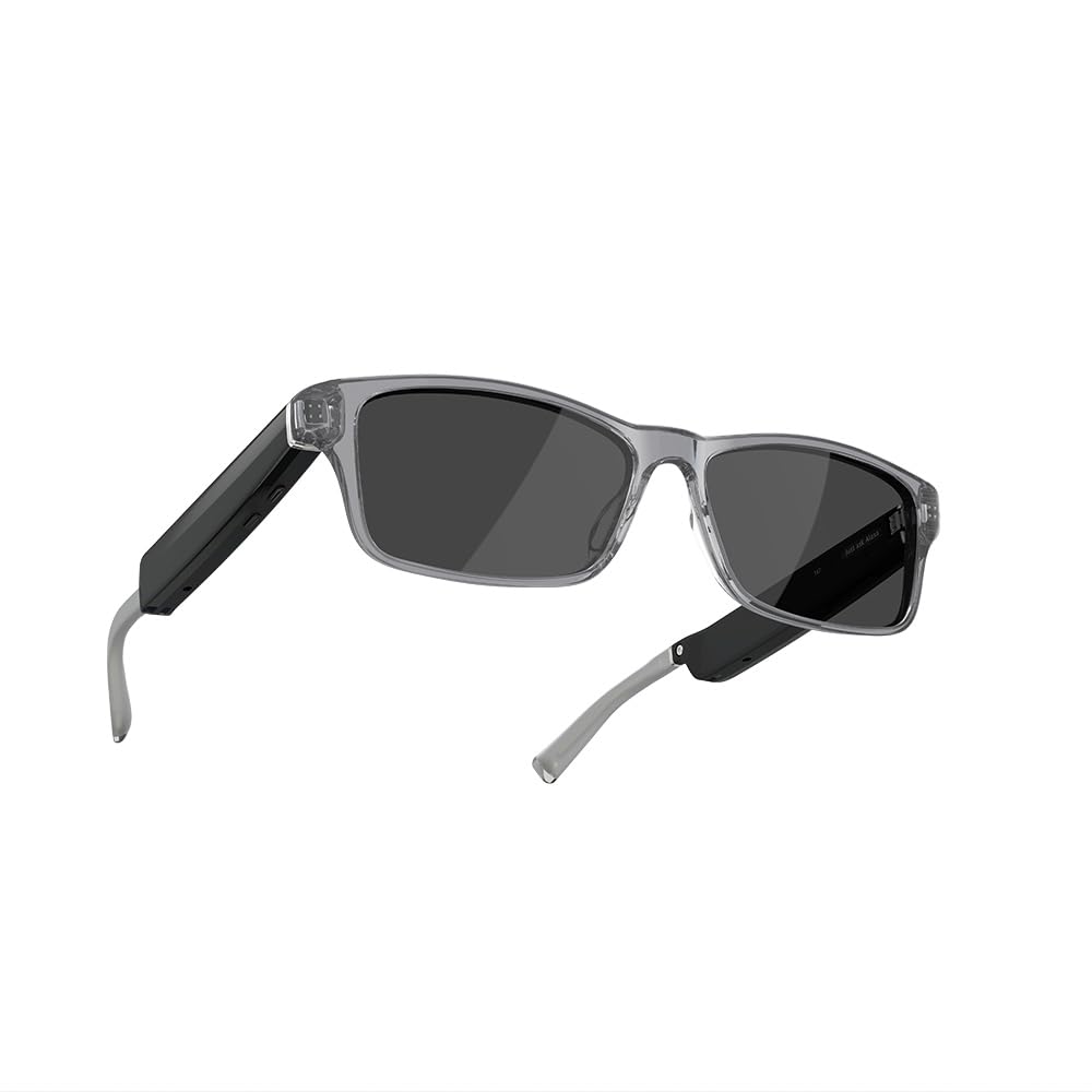Amazon Echo Frames, an Alexa device (newest model), Smart glasses with Alexa, Modern Rectangle frames in Charcoal Gray with polarized sunglass lenses