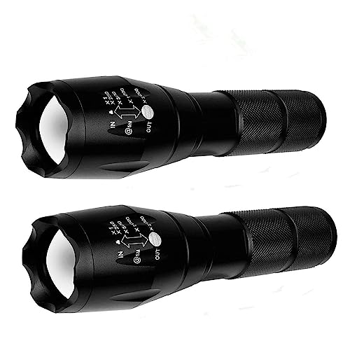 LED Flashlight 2 Pack, Small Flashlights High Lumens with 5 Modes, Waterproof Zoomable Tactical Flash Light for Camping Biking Hiking Outdoor Home Emergency, Camping Essentials Gear