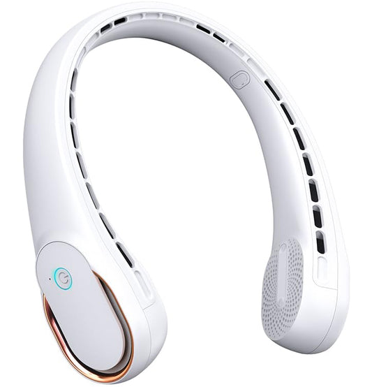 FrSara Neck Fan, Portable Personal Fan Strong Wind, 5200mAh, Air Volume,360° Cooling, No Hair Twisting, Air Volume On 2 Sides, Non-Slip, Quick Charge, Long Use Time, Birthday Gift for Women, Dad, Men