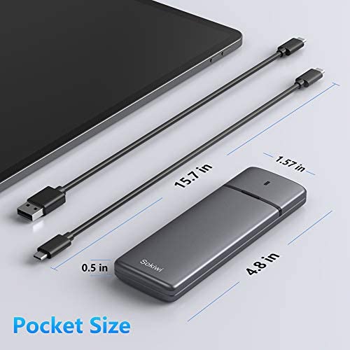 M.2 NVMe SATA SSD Enclosure Adapter Tool-Free,Sokiwi USB 3.2 Gen2 10Gbps External to USB PCI-E 6Gbps SATA M-Key / B+M Key, NVMe Reader Support UASP Trim for SSDs 2230/2242/2260/2280