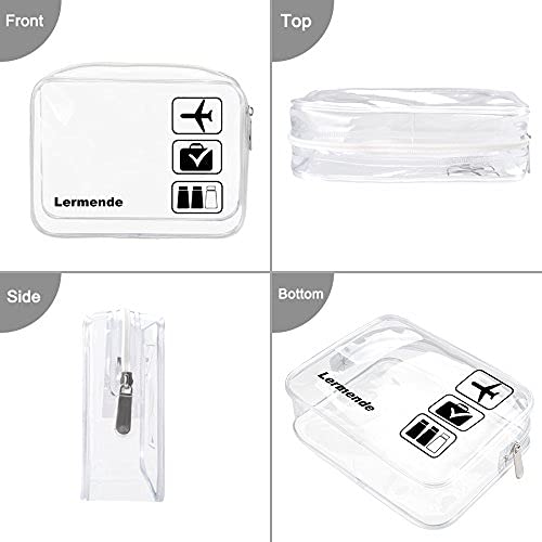 Lermende 2pcs Clear Toiletry Bag TSA Approved Travel Bag,Carry On for Travel,Airport Airline Accessories Compliant Bag,Quart Sized Makeup Cosmetic bag Women Men (Black Clear, 2 Pack)