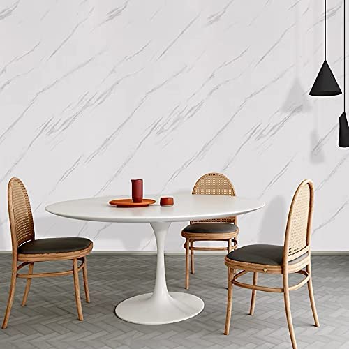 Glossy Marble Paper Granite Gray/White Wallpaper Peel and Stick Wallpaper Self Adhesive Removable Wallpapers 15.8″ ×118″ Waterproof Countertop Paper for Cabinet Countertop Furniture Kitchen Viny Film
