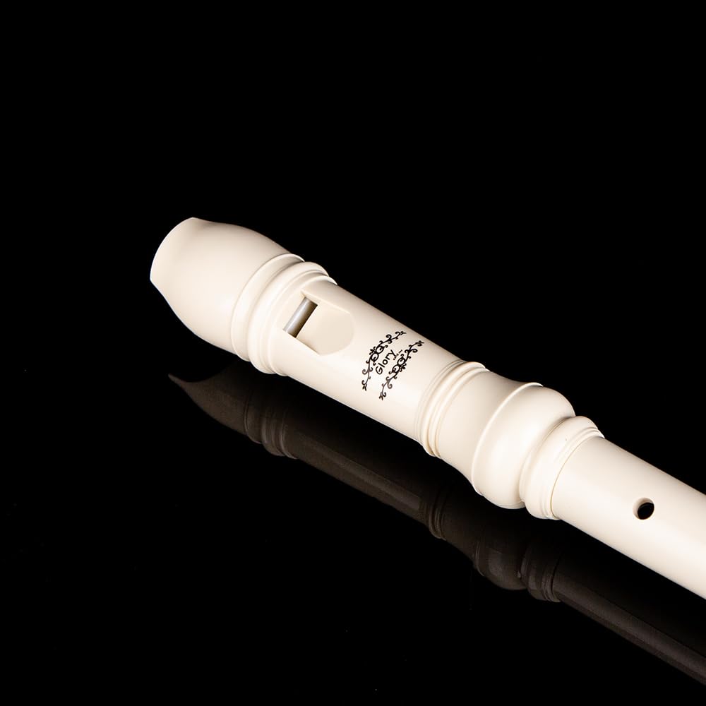 Glory Soprano Recorder Instrument for Beginner, German Fingering C Key Recorder Instrument,Beige