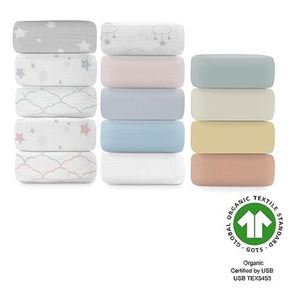 Newton Baby Organic Fitted Crib Sheets (2-Pack) - Ultra Breathable and Soft, 100% Organic Muslin Cotton, Fits All Standard Cribs, White…