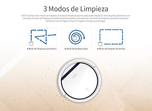 ILIFE V3s Pro Robot Vacuum Cleaner, Tangle-free Suction , Slim, Automatic Self-Charging Robotic Vacuum Cleaner, Daily Schedule Cleaning, Ideal For Pet Hair，Hard Floor and Low Pile Carpet,Pearl White