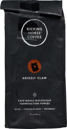Kicking Horse Coffee, Grizzly Claw, Dark Roast, Ground, 10 oz - Certified Organic, Fairtrade, Kosher Coffee