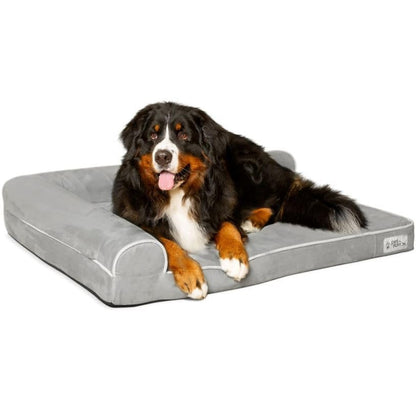 PetFusion BetterLounge Orthopedic Dog Bed | Solid CertiPUR-US Memory Foam, Waterproof liner | Medium / Large & XL | Removable Micro-Suede Cover Available Separately, 1 YR Warr,Grey